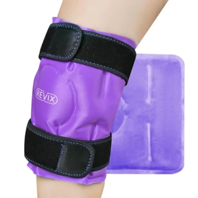 Image of REVIX Knee Ice Pack for Injuries Reusable, Gel Wrap with Cold Compress Therapy Swelling, Bruises, Injuries, Meniscus Tear, Hands Free Application