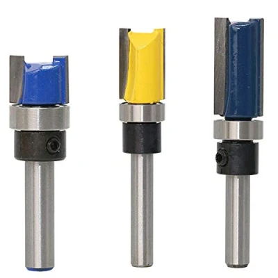 Image of ExcInter 3Pcs 1/4&#039;&#039; Shank Flush Trim Pattern Router Bit Template Set Woodworking Top Bearing Milling Tools for Wood Hardwood Particleboard MDF