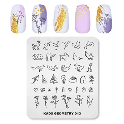 Image of KADS Nail Art Stamping Plate Template Geometry Design Tool DIY Image (GE013)