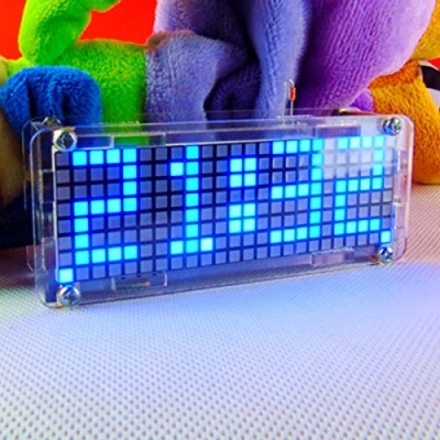 Image of BouBou 5V DIY Dot Matrix Digit LED Electronic Clock Kit Temperature 24 Hours Display Blue