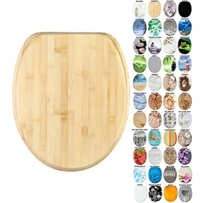 Image of Sanilo Toilet Seat, Stable Hinges, Easy to Mount, Wooden Seat Bamboo
