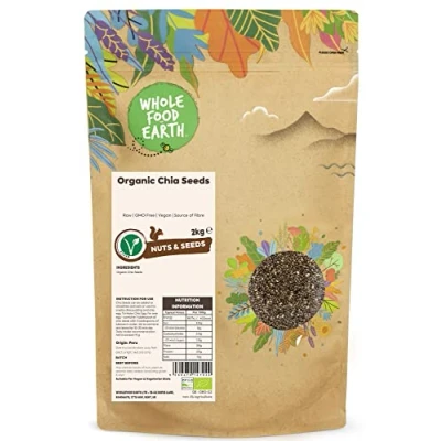 Image of Wholefood Earth Organic Chia Seeds 2 kg Raw GMO Free Vegan Source of Fibre Certified