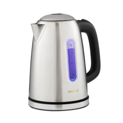 Image of Geepas Illuminating Electric Kettle, 2200W Stainless Steel Cordless Kettle Boil Dry Protection &amp; Auto Shut Off 1.7L Jug for Hot Water Tea or Coffee Swivel Base with Easy to Open Lid