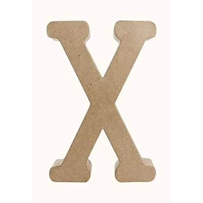 Image of Décopatch Ref AC417O Papier Maché Alphabet Funny Lowercase Letter &quot;X&quot; Fun to Decorate Using Papers, Glue &amp; Varnish, 5 x 22 23cm Brown