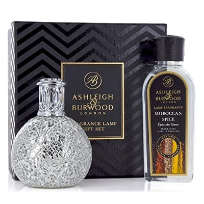 Image of ASHLEIGH &amp; BURWOOD Small Fragrance Lamp Gift Set Twinkle Star Moroccan Spice, Silver