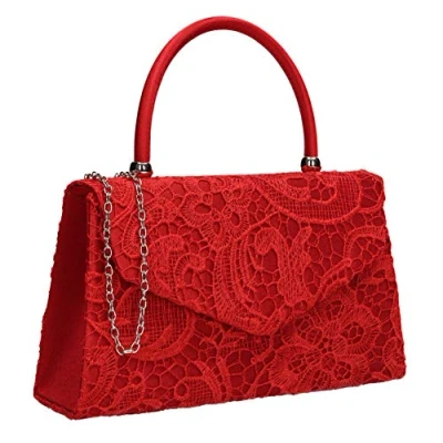 Image of SWANKYSWANS Womens Kendall Lace Smart Elegant Clutch Red