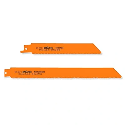 Image of Evolution Power Tools RAGE8 Twin Pack Recip Saw Blades (Thin Steel and Multi Purpose)