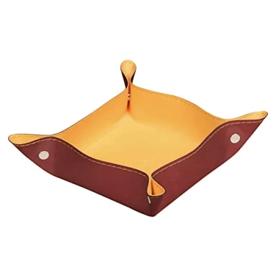 Image of RHODIA 194588C Nacarat Reversible Tidy Box 12x12x4.5 cm Orange Saddle Stitching, Magnetic Corners Imitation Leather Home Office Collection Rhodiarama Organization &amp; Designer Storage