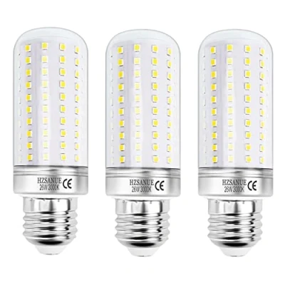Image of HZSANUE LED Corn Bulbs 26W, E27 Edison Screw Bulbs, 2900Lm, 3000K Warm White,200W Incandescent Equivalent,Pack of 3