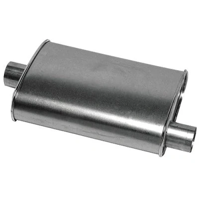 Image of Thrush Muffler Deep Performance Tone Inlet 2.5 Pipe Connection Offset Outlet Center
