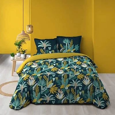 Image of Douceur d&#039;Intérieur, 3 Piece Bedding Set (240 x 220 cm) Guinea Green, 100% Cotton