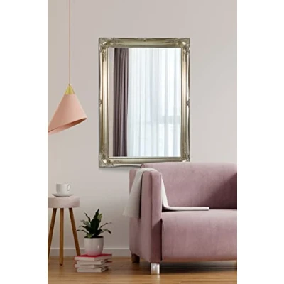Image of FRENCH SILVER EXTRA LARGE SHABBY CHIC ANTIQUE STYLE MIRROR 30&quot; X 42&quot; OVERALL SIZE (75cm 105cm) TV SHOW SUPPLIER BEST PRICE ON AMAZON ONLY AVAILABLE FROM MIRRORS