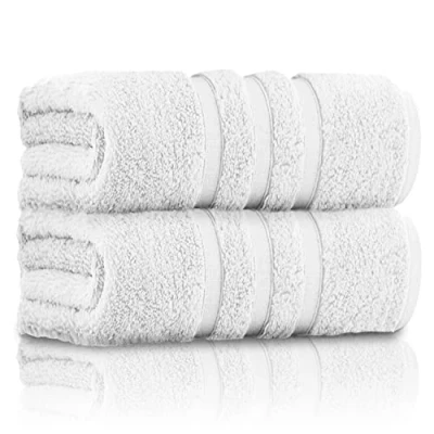 Image of GC GAVENO CAVAILIA Large Bath Sheet Set 2 Pack Quick Dry Bathroom Towel Super Absorbent 100% Egyptian Cotton Towels, White