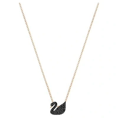 Image of Swarovski Iconic SWAN Pendant Necklace, Women&#039;s, Size: One Size, Jet