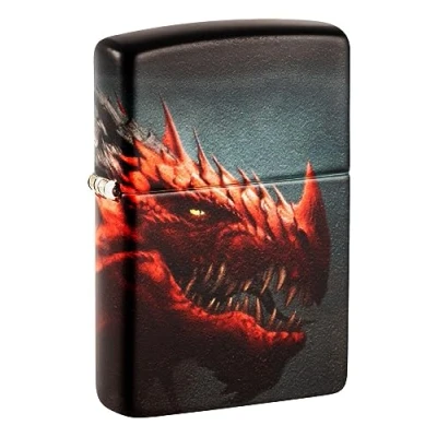 Image of Windproof Lighter Red Dragon 540, White Matte Refillable Petrol Pocket Lighter, Unisex Gift Idea