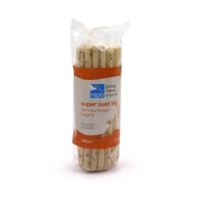 Image of lavera Suet Logs for Wild Birds with Sunflower Hearts Extra Taste and Nutrition, High in Energy Protein, Ridged Better Grip, Great Feeders Bird Tables (8 x 500g) RSPB