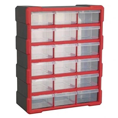 Image of Sealey Cabinet Box 18 Drawer Red/Black
