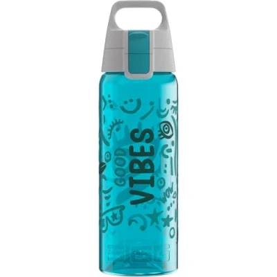 Image of Sigg Tritan Water Bottle Total Color ONE Good Vibes Suitable For Carbonated Beverages Dishwasher Safe Leakproof Featherweight BPA Free 0.6L