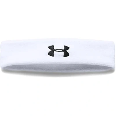 Image of Under Armour UA Performance Headband, Sweat Wicking Sweatband Men, White (White/Black (100)), one Size