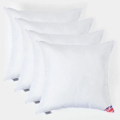Image of HOMESCAPES 4 Pack Luxury Super Microfibre Cushion Inserts 65cm x (26 26) Perfect Bounce Back and Soft Cover Generously Filled Inner Pads Hypoallergenic Filler Handmade Machine Washable