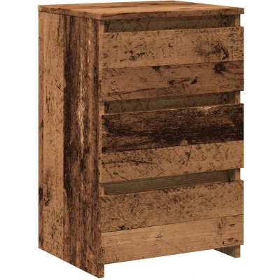 Image of vidaXL bedside table/cabinet old wood/brown engineered wood versatile nightstand/storage, bedroom/living room furniture 40x35x62.5 cm, modern/rectangle design, freestanding