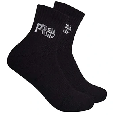Image of Timberland PRO Men&#039;s 2 Pack Half Cushioned Quarter Socks, Black Heather, Large