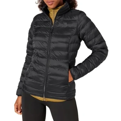 Image of Amazon Essentials Women&#039;s Lightweight Long Sleeved, Water Resistant, Packable Puffer Jacket (Available in Plus Size), Black, XL