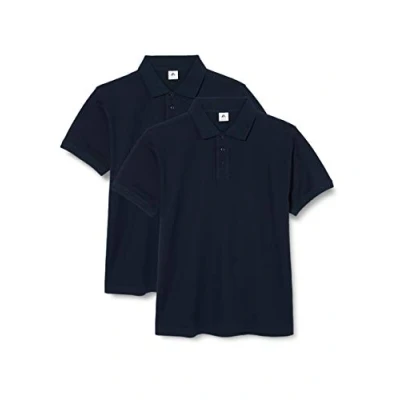 Image of FM London Men&#039;s 2 Pack Premium Weight Polo Shirt, Navy, S