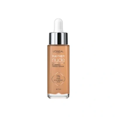 Image of L&#039;Oreal Paris True Match Tinted Serum Foundation, 1% Hyaluronic Acid, Hydrating Formula, Replumps Skin in 1 Hour for a Natural Glowing Finish, 30 ml, Shade 6 7 Tan