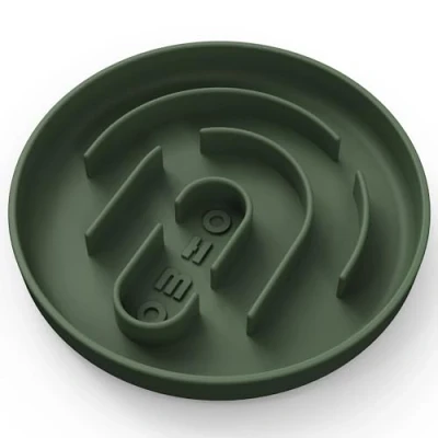 Image of OHMO Slow Feeder Dog Cat Bowl (Small, Circular), Silicone Puppy Food Anti Gulping Down Small Dogs Eating Choking No Suction Cup, Camo Green