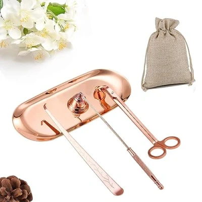 Image of QeeHeng Candle Wick Trimmer Stopper,Candle Accessory Cutter,Candle Extinguisher Snuffer Stainless Steel (Rose Gold)