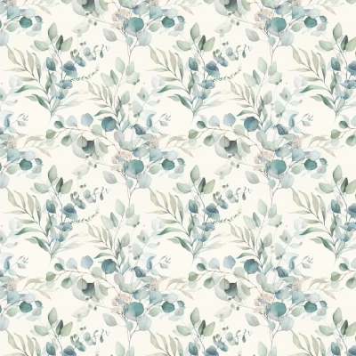 Image of Rasch 300215 Non Woven Wallpaper with Eucalyptus and Green Plants in Watercolour Look