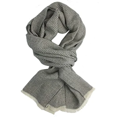 Image of Rotfuchs Men&#039;s Scarf Women&#039;s Wool Woven Herringbone Fashionable 95% (Merino) 5% Cashmere Content, Mid Grey, (L x B) 190 55 cm