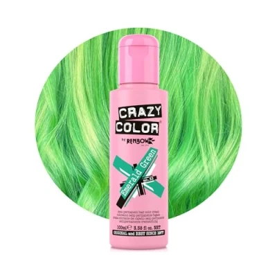 Image of Crazy Color Vibrant Emerald Green Semi Permanent Hair Dye. Highly Pigmented Jewel Conditioning &amp; Oil Nourishing Vegan Formula No Bleach or Ammonia 100ml