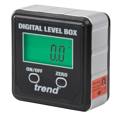 Image of Trend Digital Level Box and Angle Finder (Magnetic Base &amp; LCD Display) for Woodworking Accurate Table/Mitre Saw Setting, DLB , Black