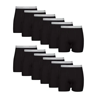 Image of Hanes Men&#039;s Boxer Briefs, Cool Dri Moisture Wicking Underwear, Cotton No Ride, Multi Packs Available, Black 12, XL (Pack of 12)