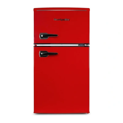 Image of MONTPELLIER Retro MAB2035ER 80/20 Undercounter Fridge Freezer Red, Red