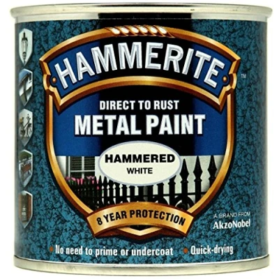 Image of Hammerite Metal Paint Hammered 250ml White