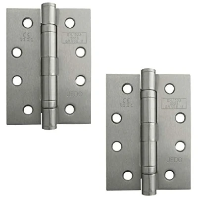 Image of 102mm x 76mm Steel Ball Bearing Fire Door Hinges 1 Pair (2 Hinges) Satin Nickel