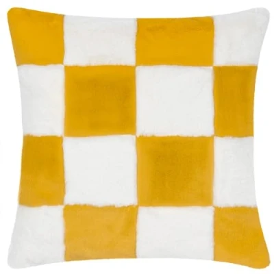 Image of Heya Home Cozee Check Faux Fur Cushion Cover