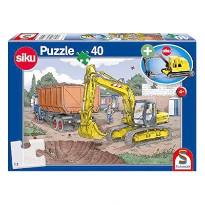 Image of Schmidt Digger Puzzle &amp; Play 40 Piece Includes SIKU model Children&#039;s Ages 4+