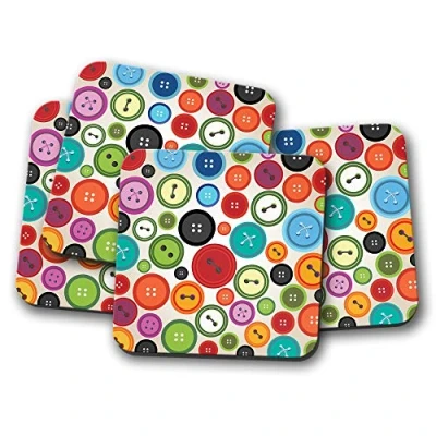 Image of 4 Set Pretty Buttons Coaster Sewing Crafts Mum Auntie Sister Fun #14953