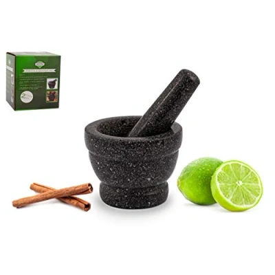 Image of ADEPTNA Premium Solid and Durable Natural Granite Pestle Mortar Spice Herb Seed Salt Pepper Crusher Grinder Grinding Paste Comfortable Easy to use