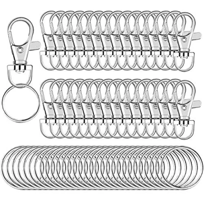 Image of SANNIX 60pcs Keyrings Key Chain Clip Hooks Swivel Clasps Lanyard Snap with Split Rings, Keychain for Hanging Crafts Jewellery Making