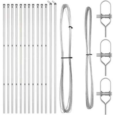 Image of vidaXL Fence Posts 13 pcs Ø32 mm 190 cm Galvanised Steel