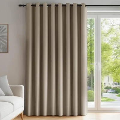 Image of Deconovo Eyelet Blackout Door Curtain Thermal for Partition 100 x 84 Inch Taupe 1 Panel
