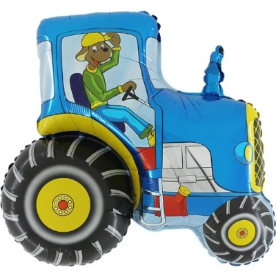Image of Toyland® 78cm (31&quot;) Blue Tractor Shaped Foil Balloon Children&#039;s Party Decoration