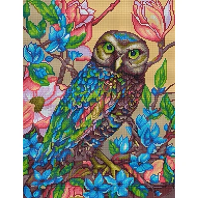 Image of Abillyn Embroidery Cross Stitch Kits Owl and Flowers Stamped with Printed Pattern Starter Kit (Owl)