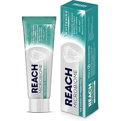 Image of REACH Microbiome Toothpaste Whitening 120g, Cool Mint Flavor, Remove Stain, Probiotic Natural Ingredients, Clean Healthy Teeth Gums Tartar Cavity, Daily Oral Enamel Dental Care