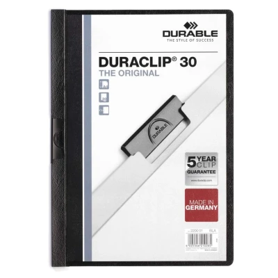 Image of Durable DURAClip 30 A4 Clip Folder Holds Up to Sheets of Paper Robust Metal Sprung Pack 25 Black Coloured Files